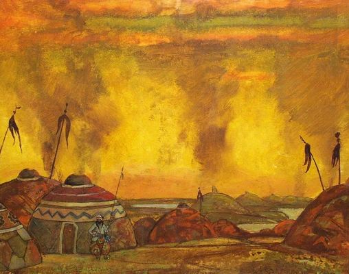 Н.К. Рерих. «Половецкий стан». Эскиз декорации к опере А.П. Бородина «Князь Игорь». 1909