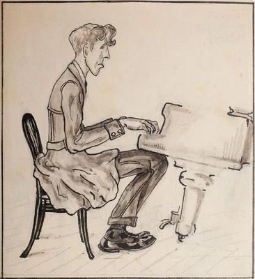 М.Н. Алексич. Д.Б. Кабалевский. Шарж. Москва. 1920-е